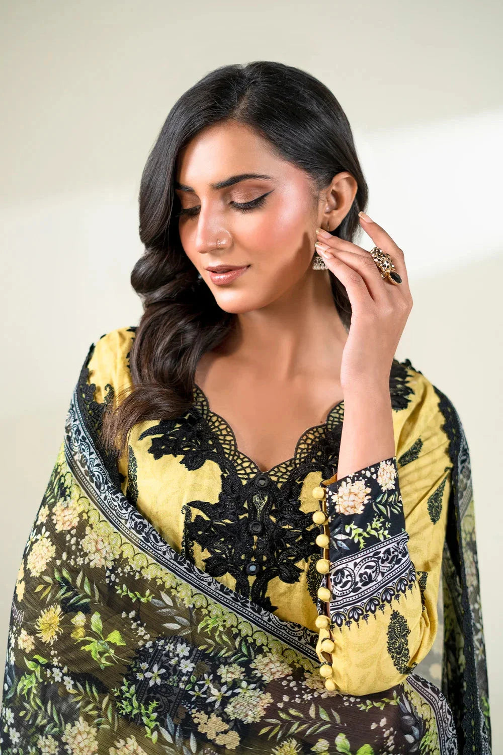 3PC Embroidered Unstitched Lawn Suit | KC-3778 Embroidered KHAS STORES 