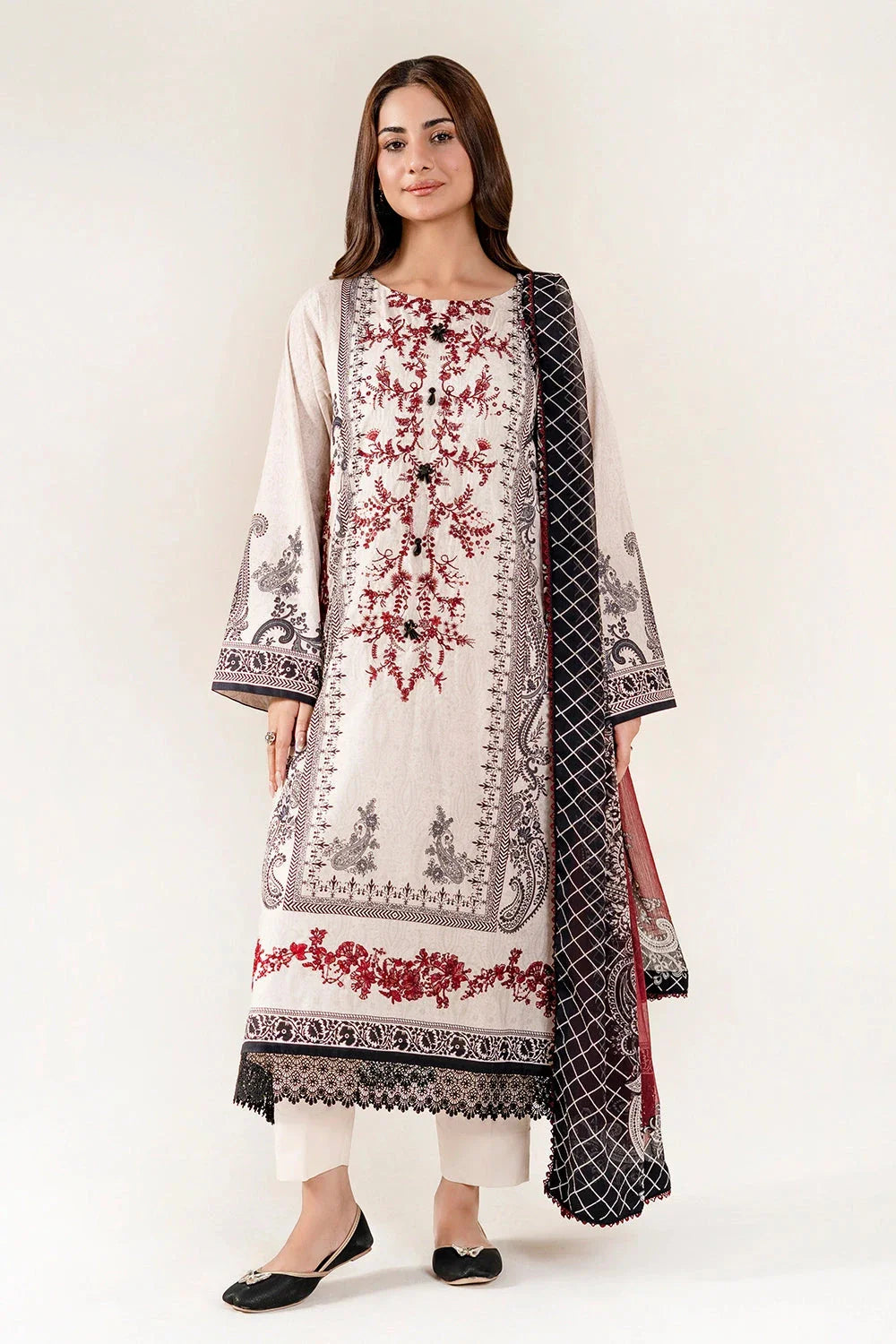 3PC Embroidered Unstitched Lawn Suit | KC-4011 Embroidered KHAS STORES 