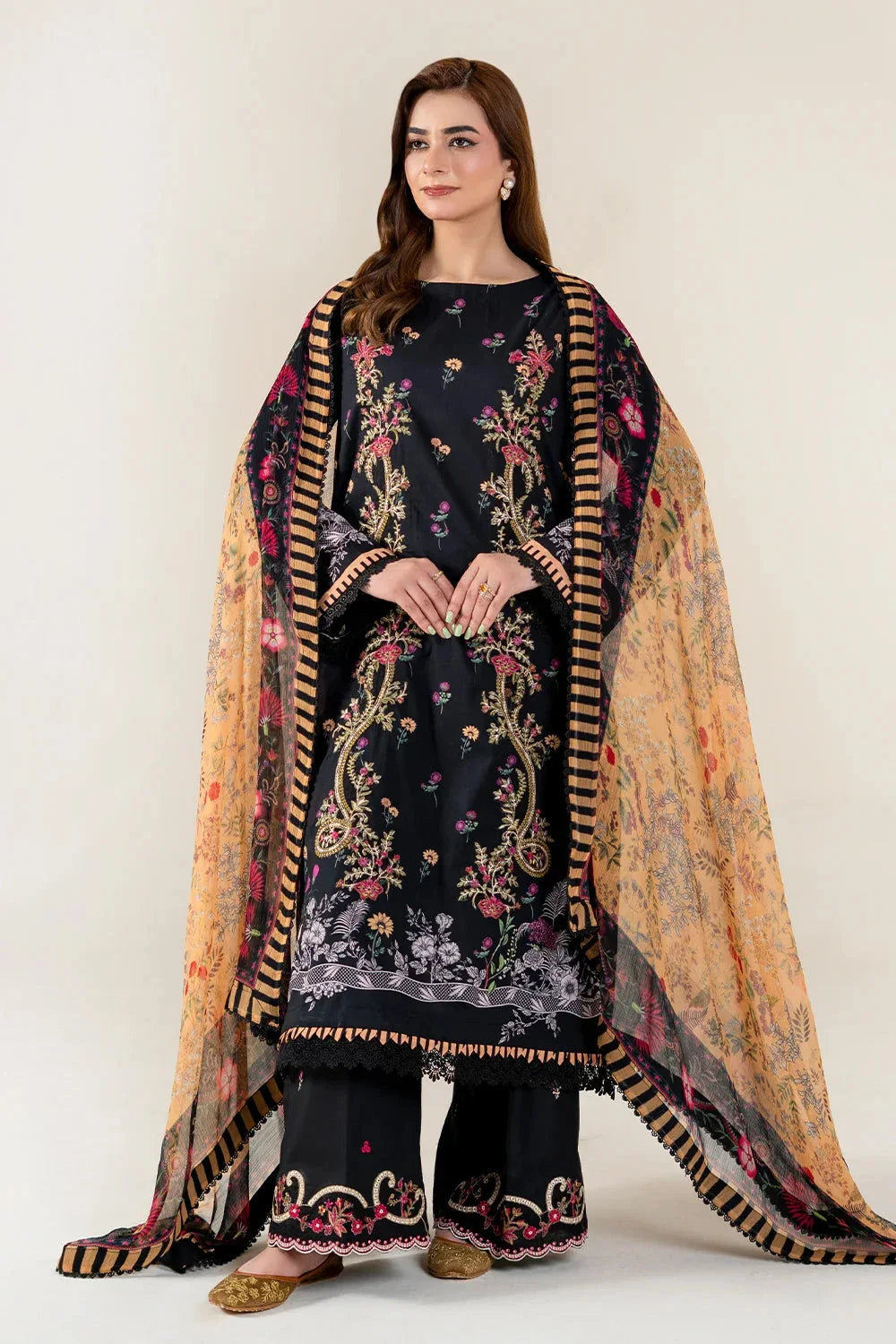 3PC Embroidered Unstitched Lawn Suit | KC-4013 Embroidered KHAS STORES 