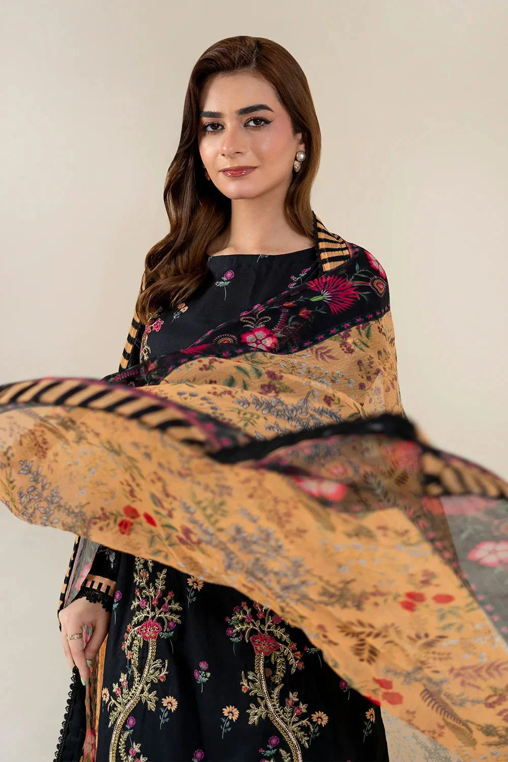 3PC Embroidered Unstitched Lawn Suit | KC-4013 Embroidered KHAS STORES 
