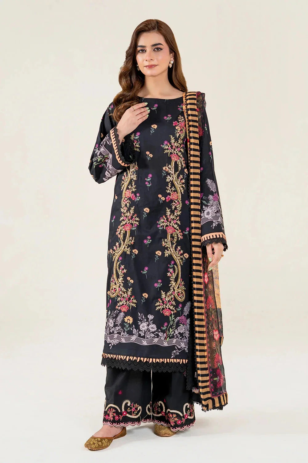 3PC Embroidered Unstitched Lawn Suit | KC-4013 Embroidered KHAS STORES 
