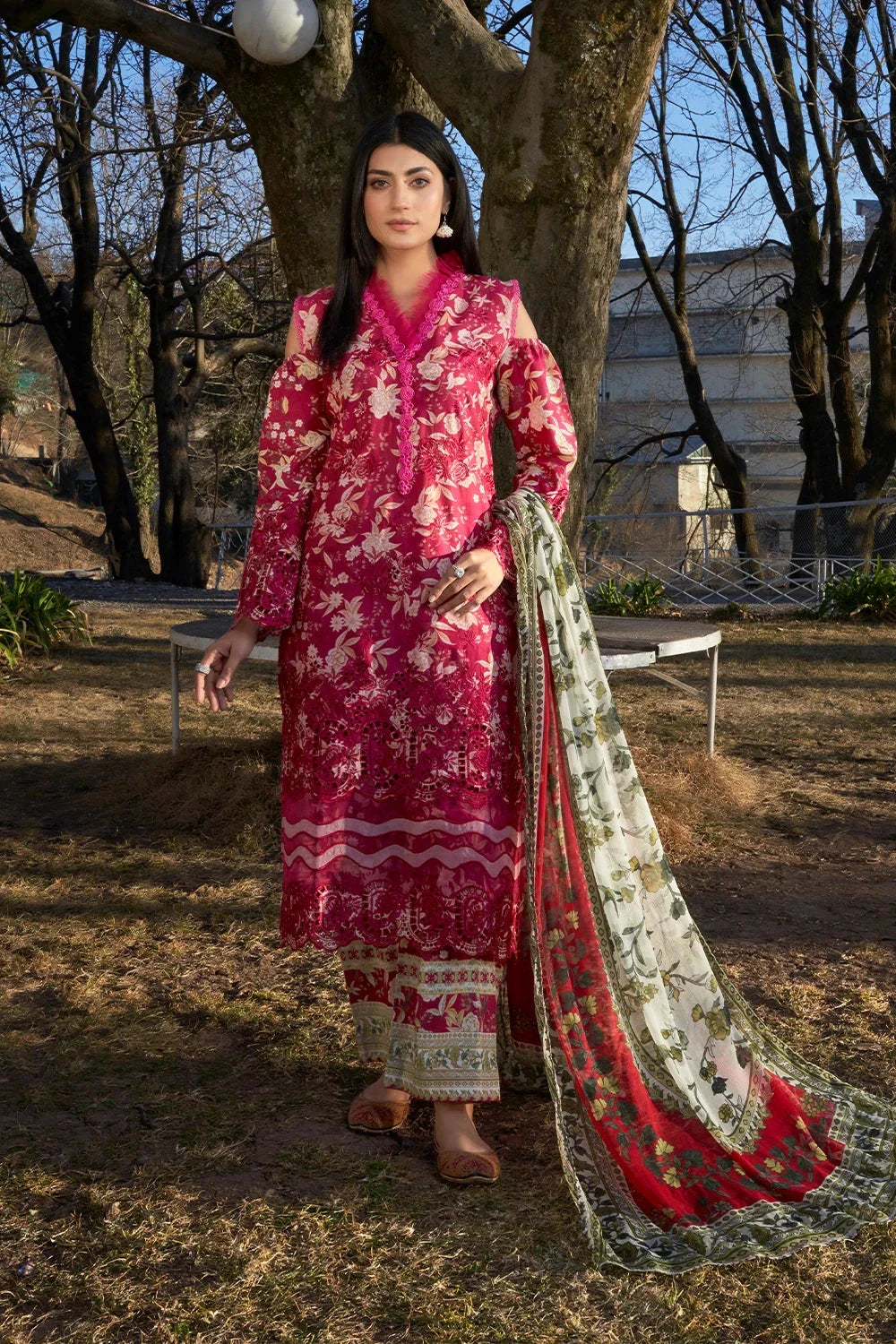3PC Embroidered Unstitched Lawn Suit KCE-3218 Embroidered KHAS STORES 