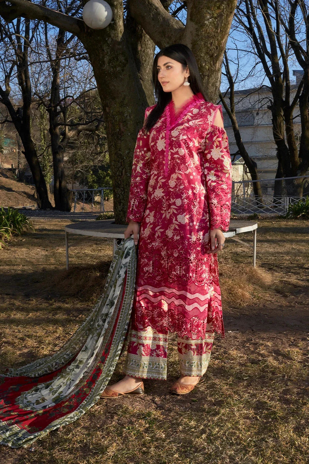 3PC Embroidered Unstitched Lawn Suit KCE-3218 Embroidered KHAS STORES 
