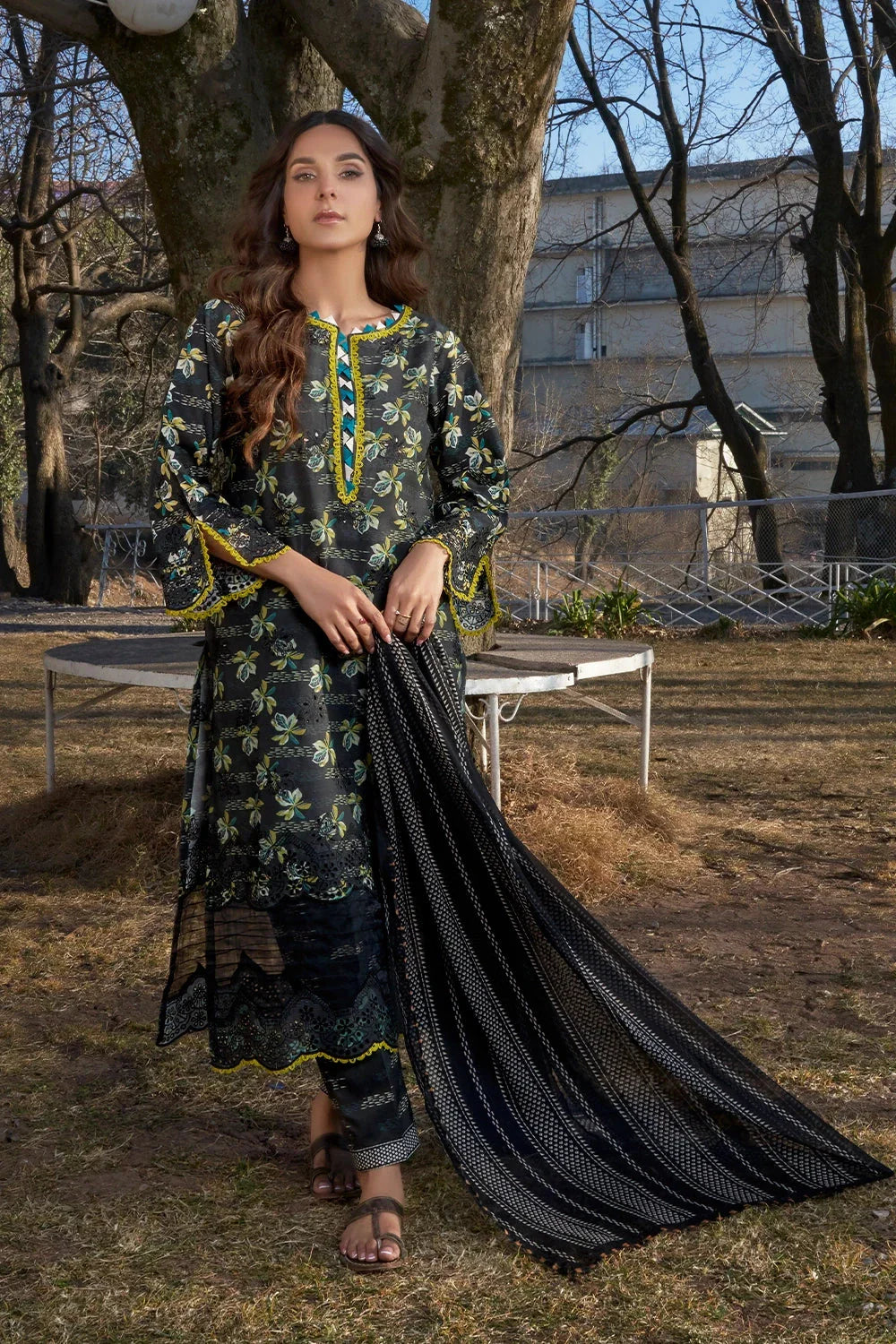 3PC Embroidered Unstitched Lawn Suit KCE-3219 Embroidered KHAS STORES 