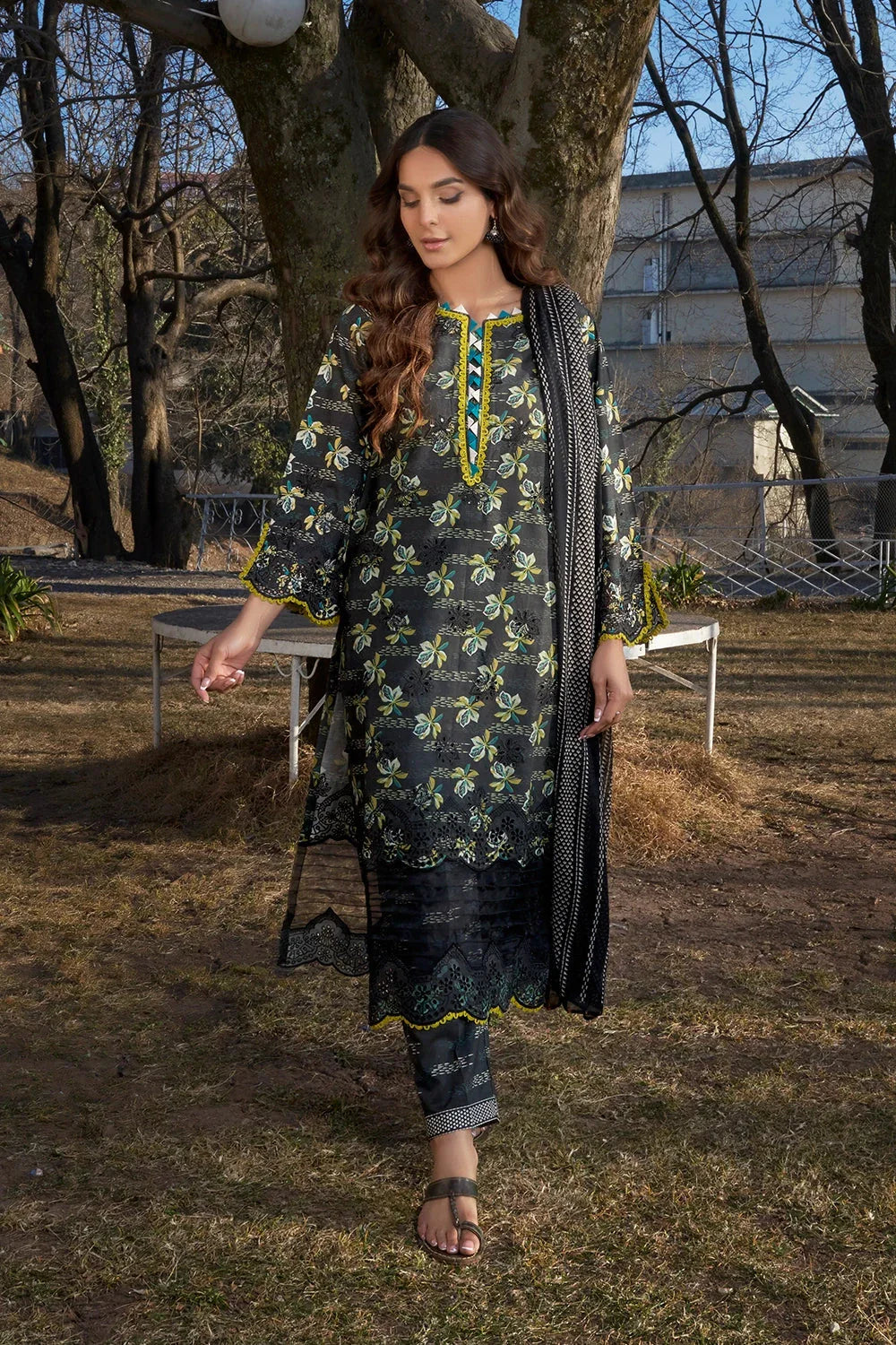 3PC Embroidered Unstitched Lawn Suit KCE-3219 Embroidered KHAS STORES 