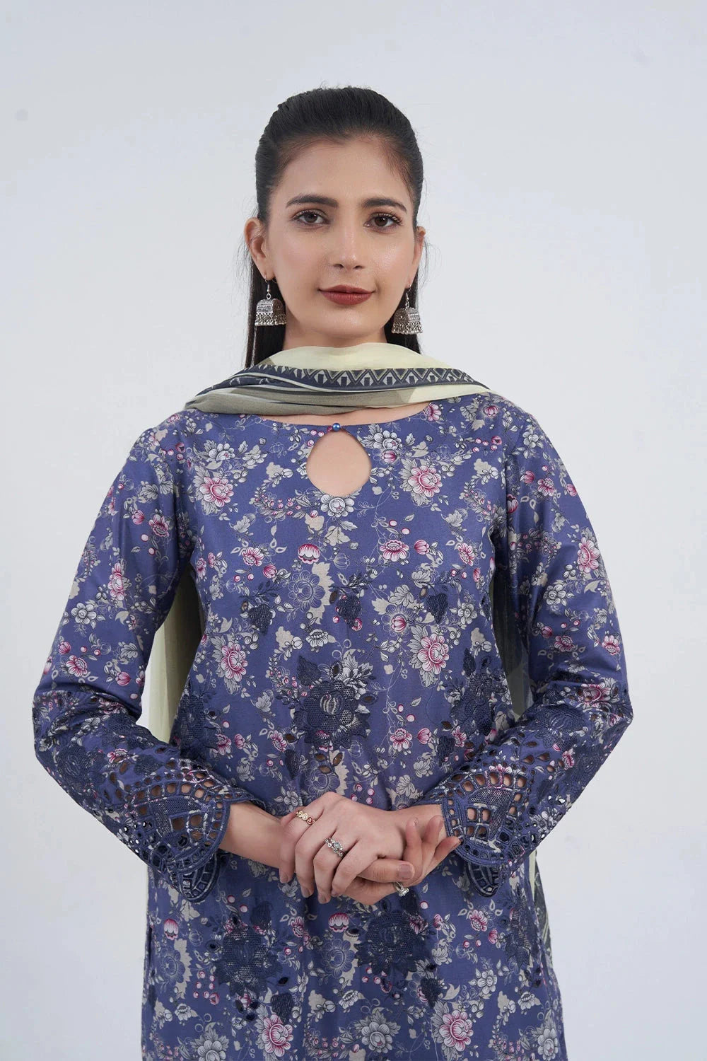 3PC Embroidered Unstitched Lawn Suit KCE-3220 Embroidered KHAS STORES 