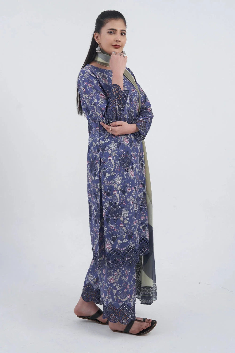 3PC Embroidered Unstitched Lawn Suit KCE-3220 Embroidered KHAS STORES 