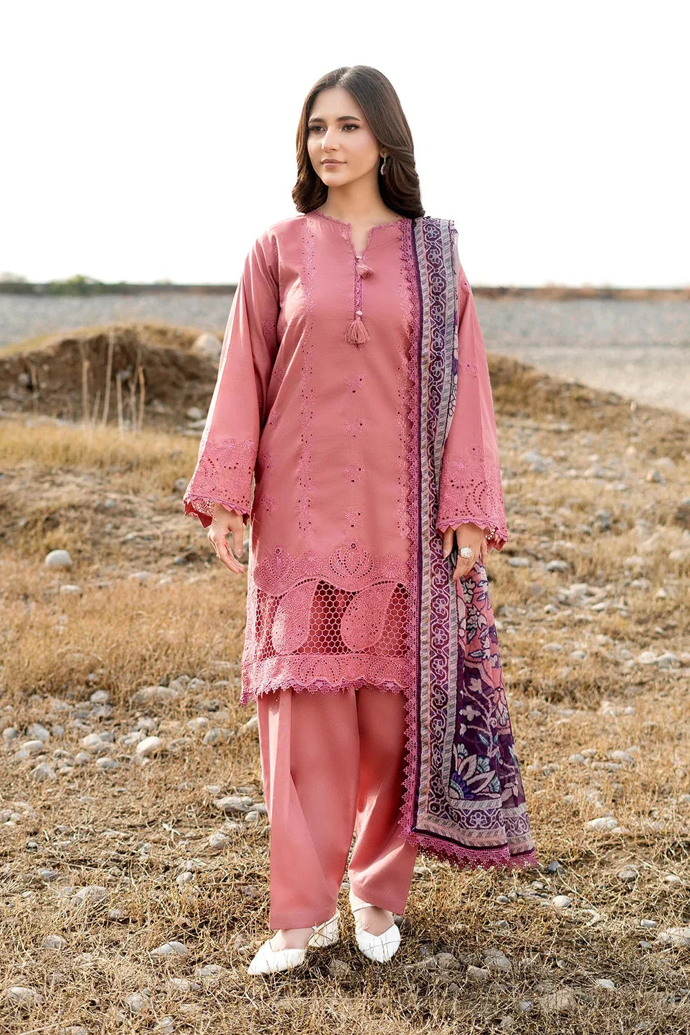 3PC Embroidered Unstitched Lawn Suit | KCE-3792 Embroidered KHAS STORES 
