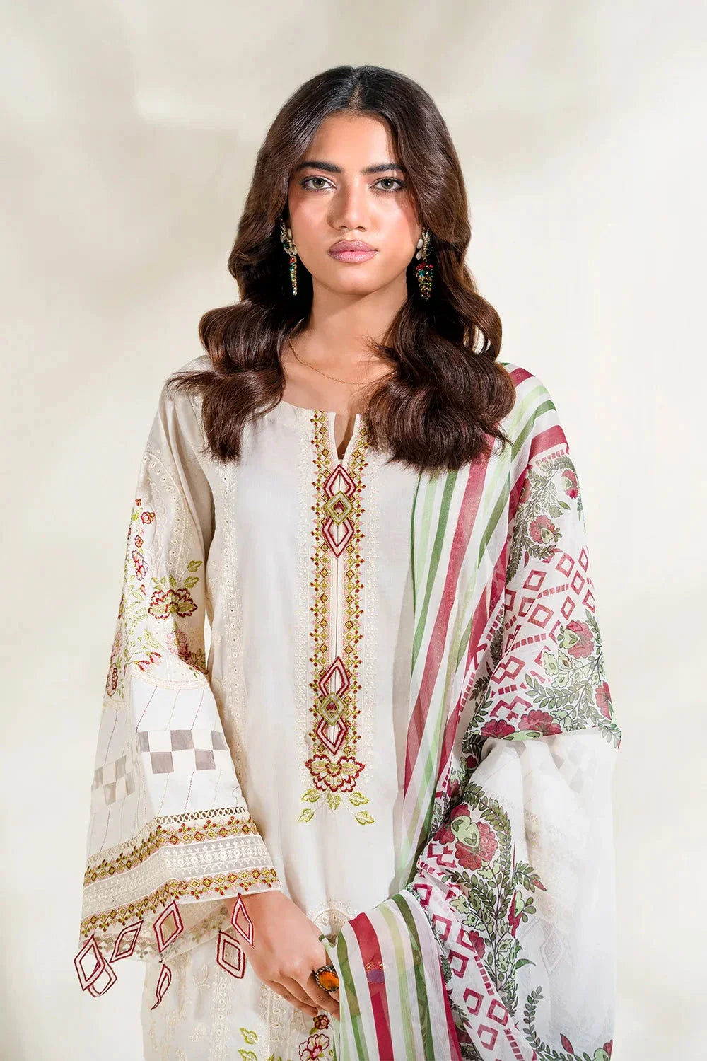 3PC Embroidered Unstitched Lawn Suit | KCE-3804 Embroidered KHAS STORES 