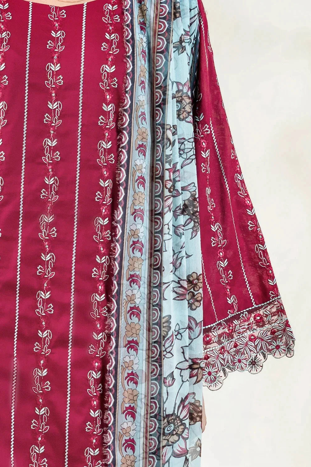 3PC Embroidered Unstitched Lawn Suit | KCE-3807 Embroidered KHAS STORES 