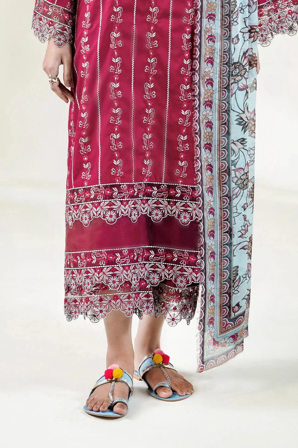 3PC Embroidered Unstitched Lawn Suit | KCE-3807 Embroidered KHAS STORES 