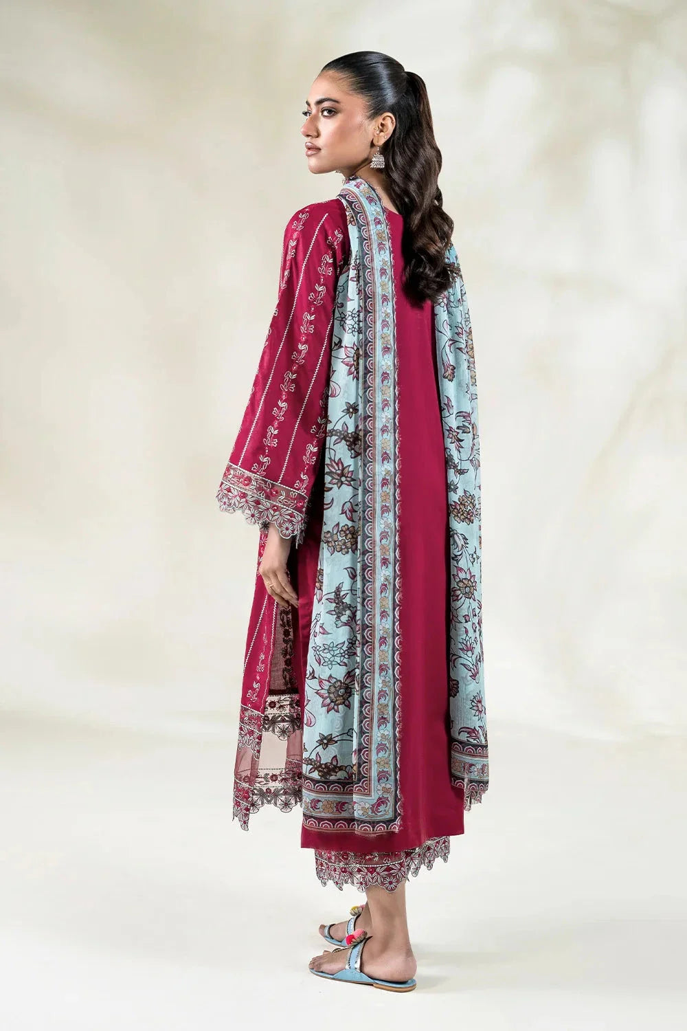3PC Embroidered Unstitched Lawn Suit | KCE-3807 Embroidered KHAS STORES 