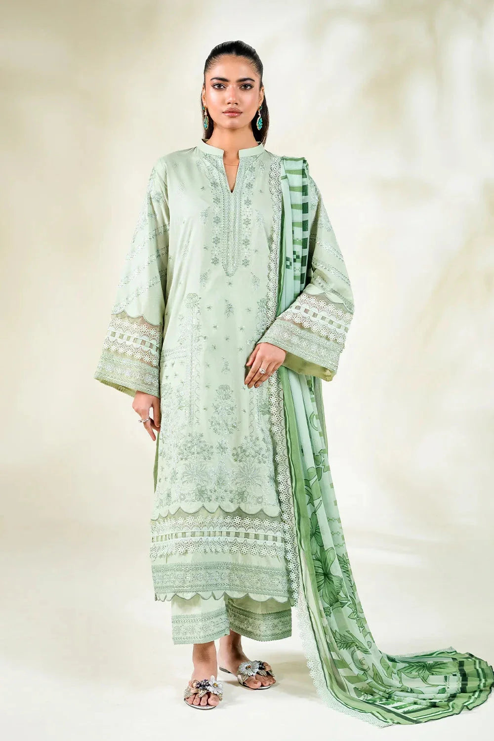 3PC Embroidered Unstitched Lawn Suit | KCE-3808 Embroidered KHAS STORES 