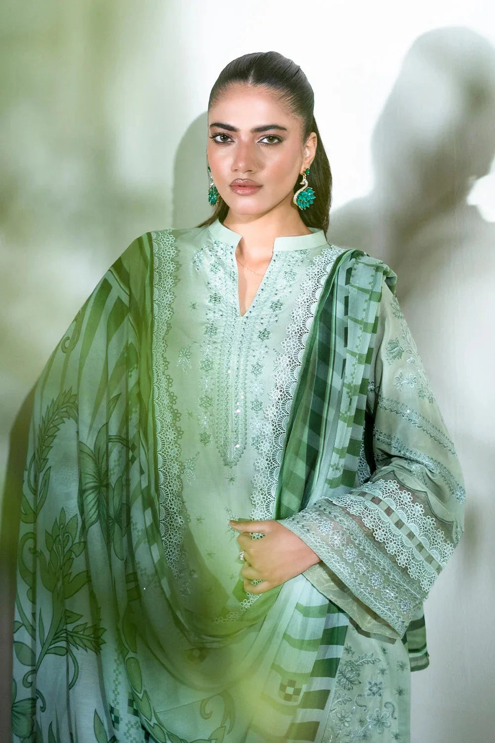 3PC Embroidered Unstitched Lawn Suit | KCE-3808 Embroidered KHAS STORES 