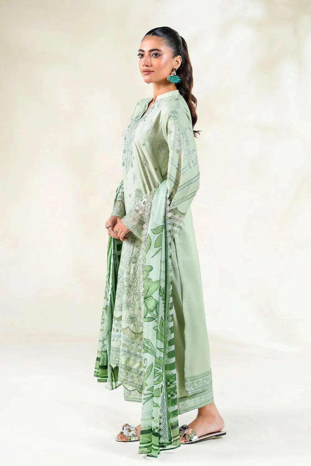 3PC Embroidered Unstitched Lawn Suit | KCE-3808 Embroidered KHAS STORES 
