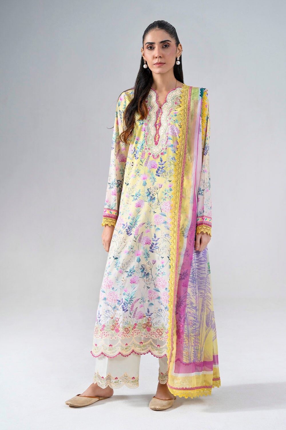 3PC Embroidered Unstitched Lawn Suit | KCE-4020 Embroidered KHAS STORES 