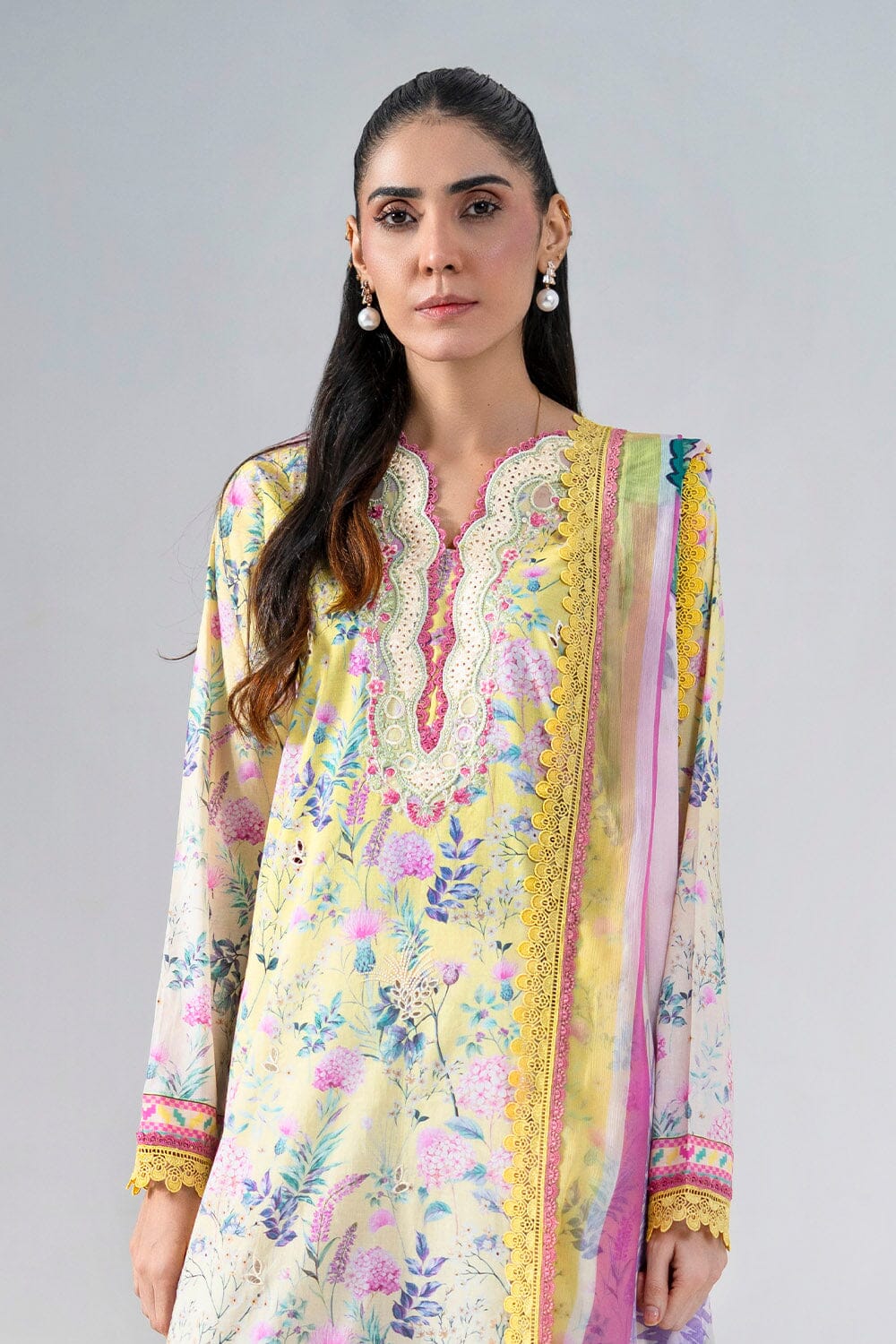 3PC Embroidered Unstitched Lawn Suit | KCE-4020 Embroidered KHAS STORES 
