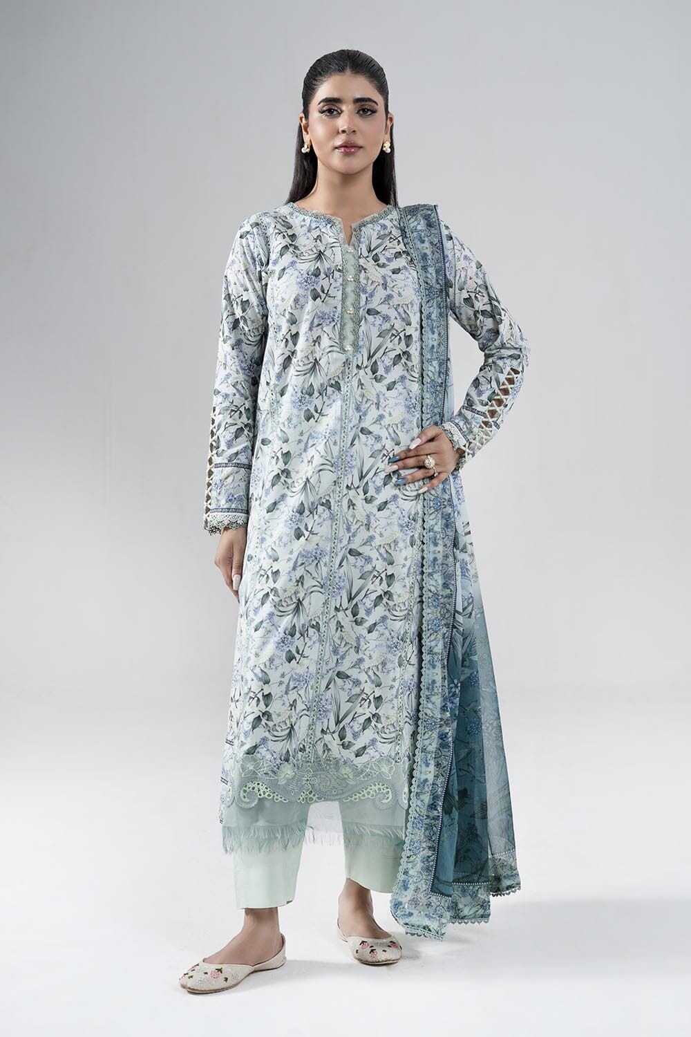 3PC Embroidered Unstitched Lawn Suit | KCE-4021 Embroidered KHAS STORES 