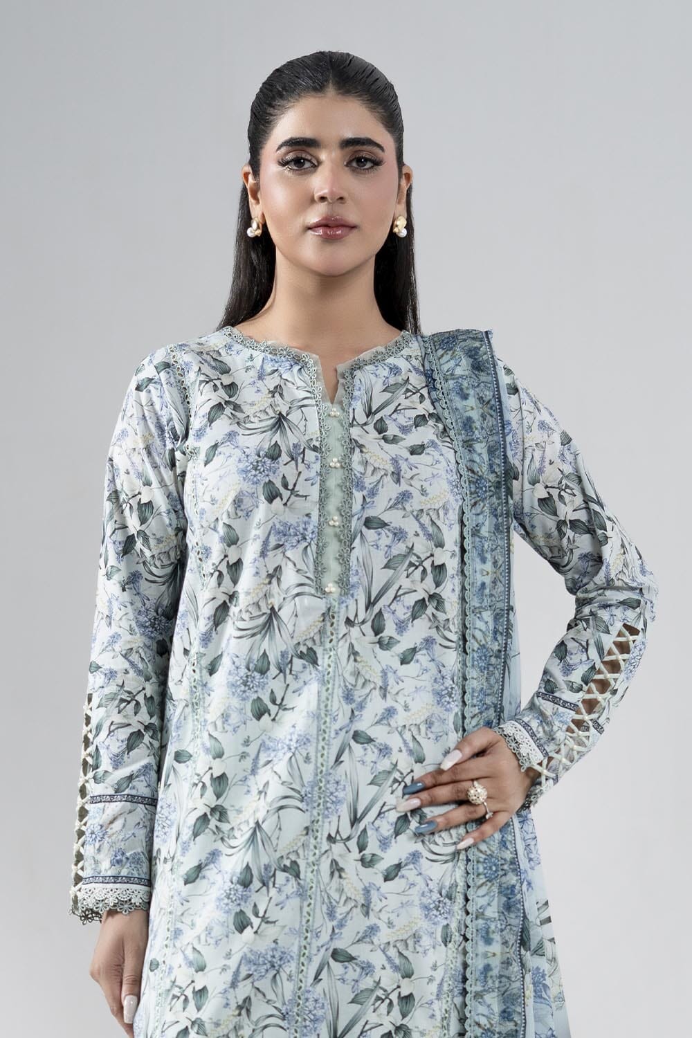 3PC Embroidered Unstitched Lawn Suit | KCE-4021 Embroidered KHAS STORES 