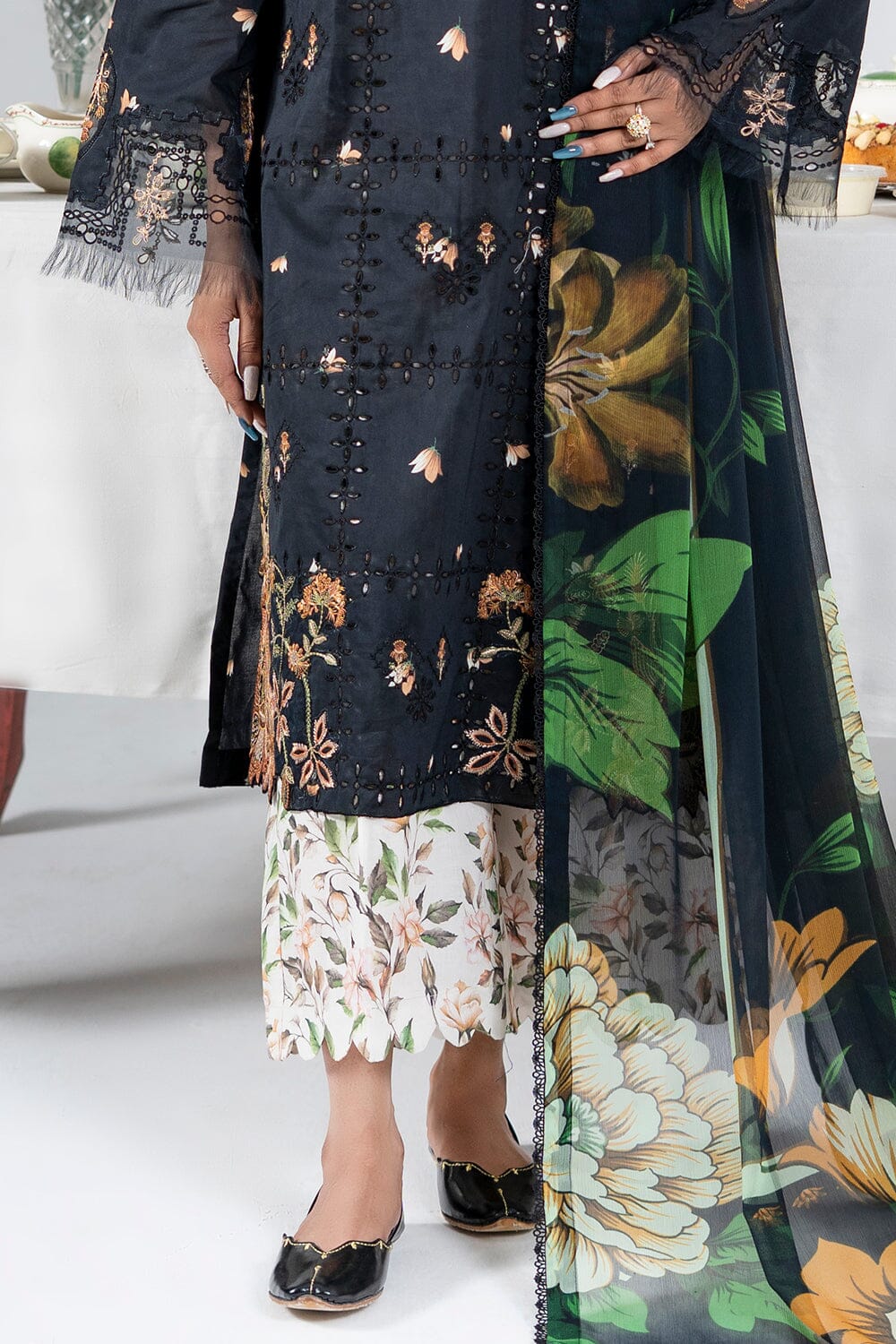 3PC Embroidered Unstitched Lawn Suit | KCE-4022 Embroidered KHAS STORES 