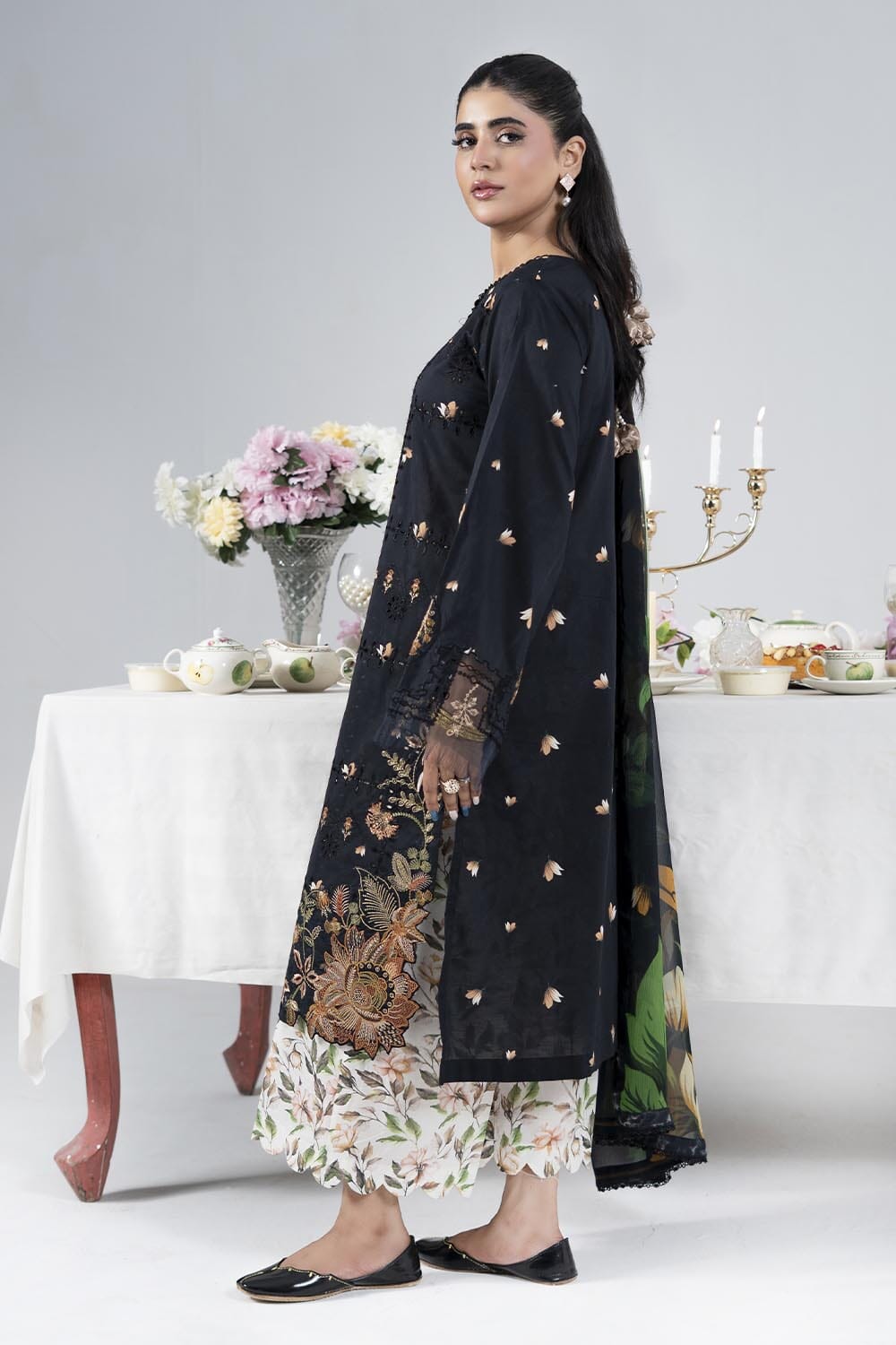 3PC Embroidered Unstitched Lawn Suit | KCE-4022 Embroidered KHAS STORES 