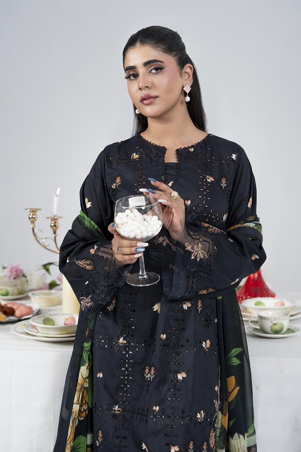 3PC Embroidered Unstitched Lawn Suit | KCE-4022 Embroidered KHAS STORES 
