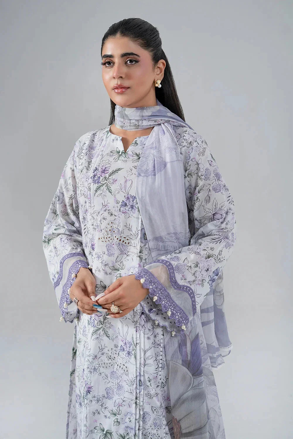 3PC Embroidered Unstitched Lawn Suit | KCE-4023 Embroidered KHAS STORES 