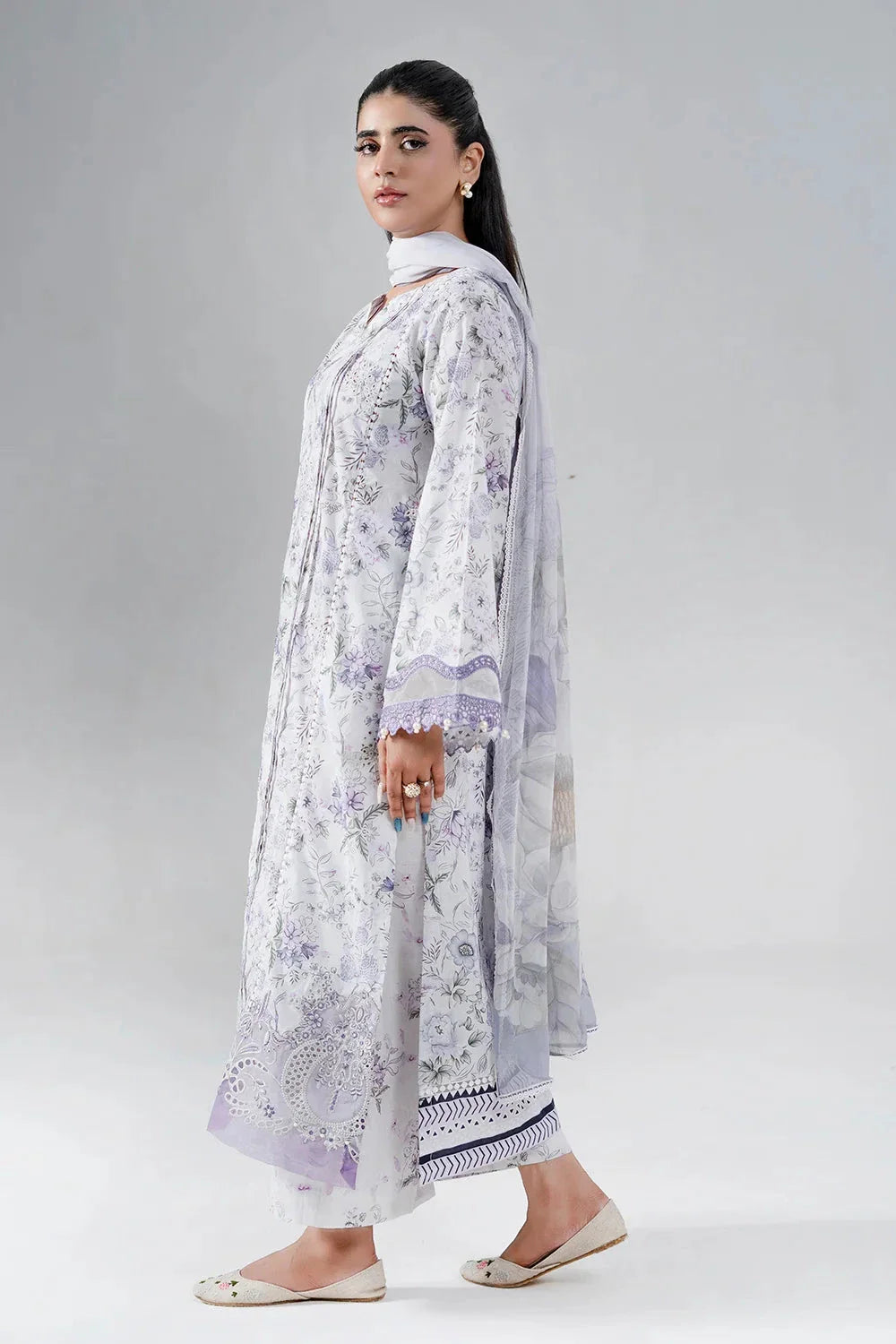 3PC Embroidered Unstitched Lawn Suit | KCE-4023 Embroidered KHAS STORES 