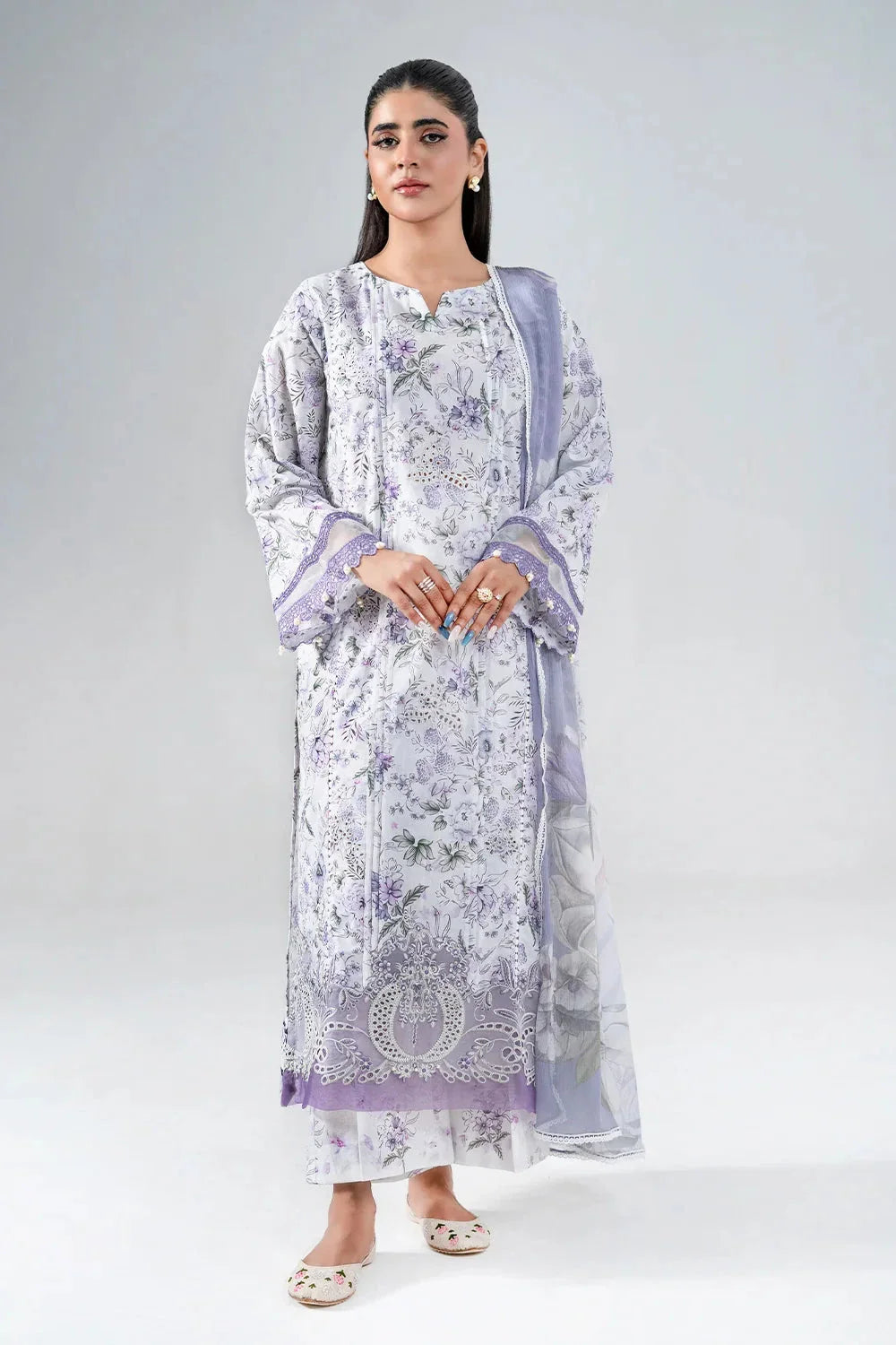 3PC Embroidered Unstitched Lawn Suit | KCE-4023 Embroidered KHAS STORES 