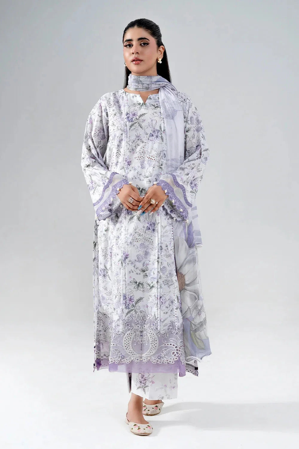 3PC Embroidered Unstitched Lawn Suit | KCE-4023 Embroidered KHAS STORES 