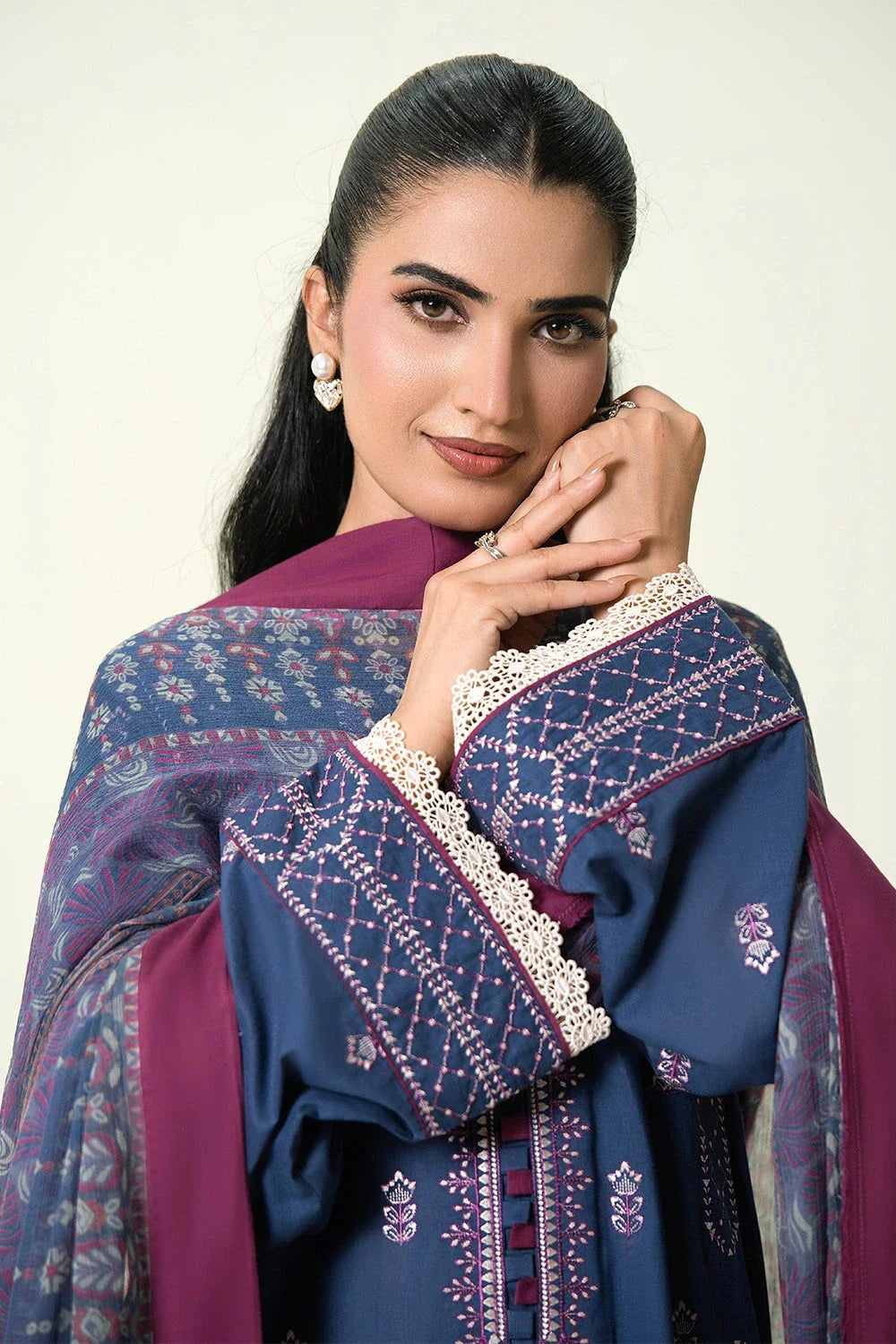 3PC Embroidered Unstitched Lawn Suit | KCE-4085 Embroidered KHAS STORES 