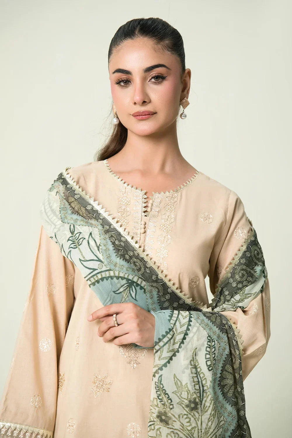 3PC Embroidered Unstitched Lawn Suit | KCE-4087 Embroidered KHAS STORES 