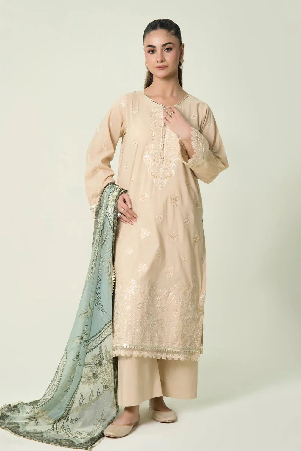 3PC Embroidered Unstitched Lawn Suit | KCE-4087 Embroidered KHAS STORES 