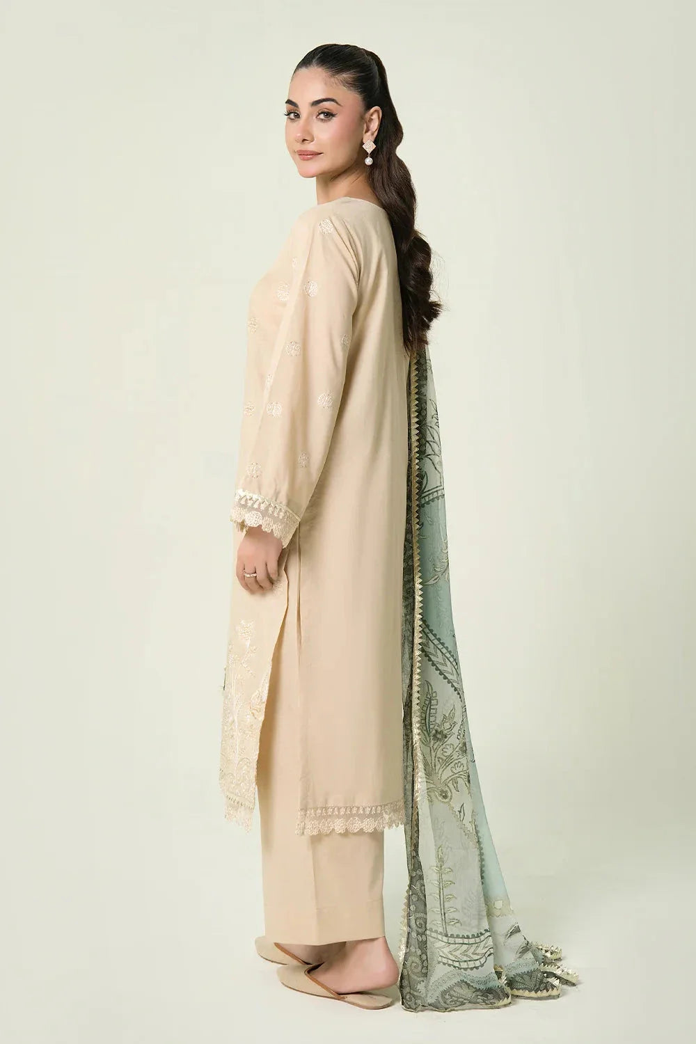3PC Embroidered Unstitched Lawn Suit | KCE-4087 Embroidered KHAS STORES 