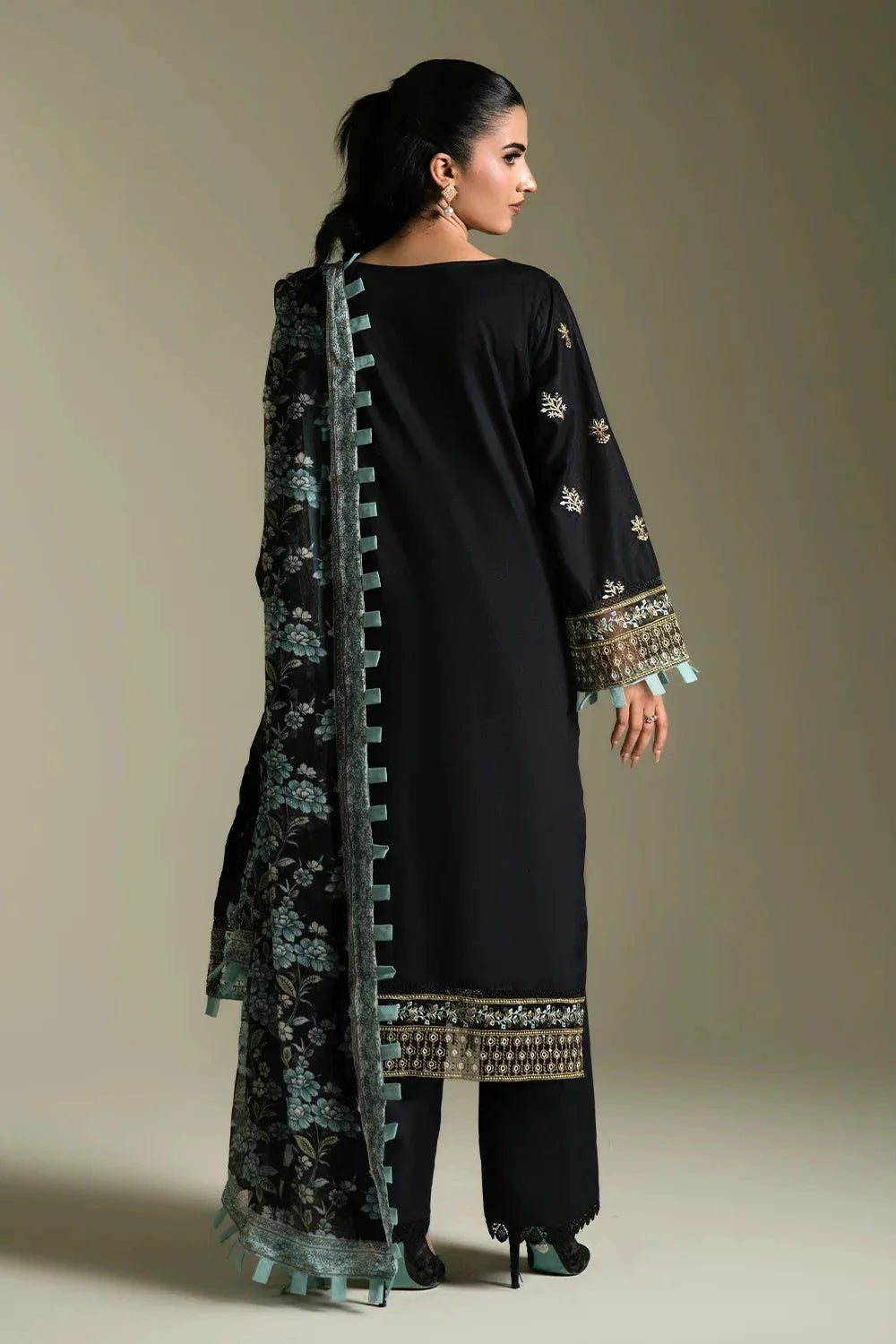 3PC Embroidered Unstitched Lawn Suit | KCE-4088 Embroidered KHAS STORES 