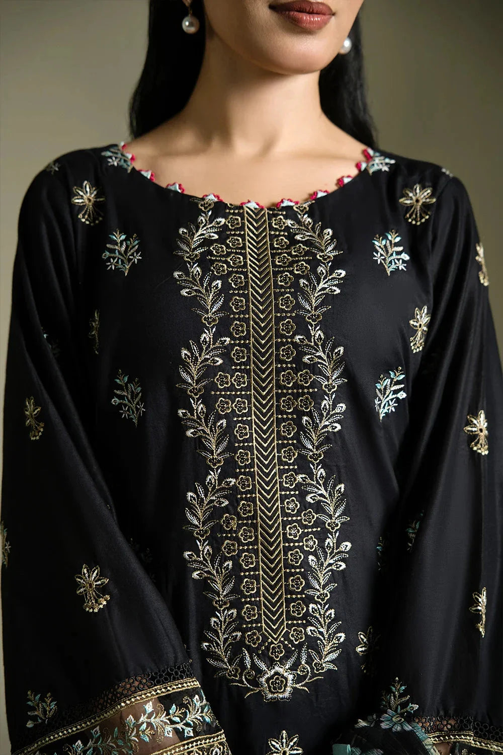 3PC Embroidered Unstitched Lawn Suit | KCE-4088 Embroidered KHAS STORES 