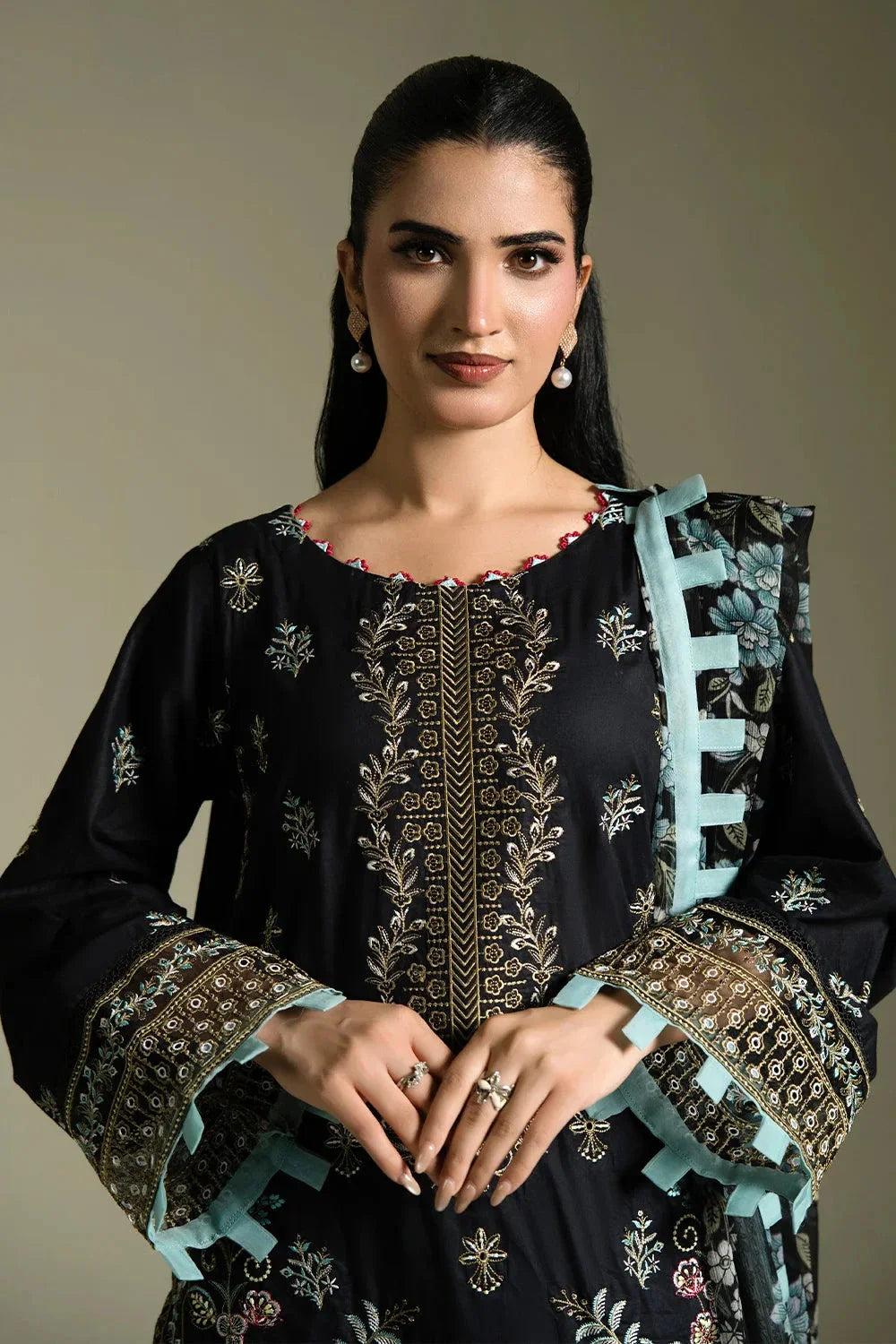 3PC Embroidered Unstitched Lawn Suit | KCE-4088 Embroidered KHAS STORES 