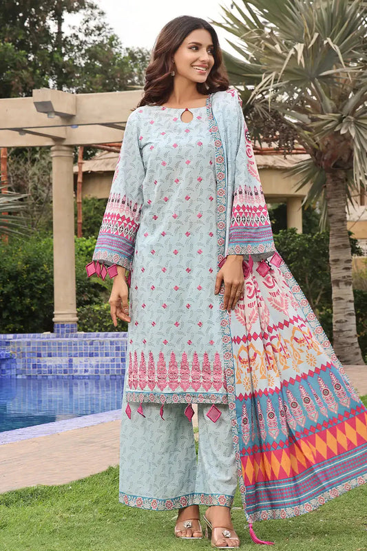 3PC Embroidered Unstitched Lawn Suit KL-2566 Embroidered KHAS STORES 