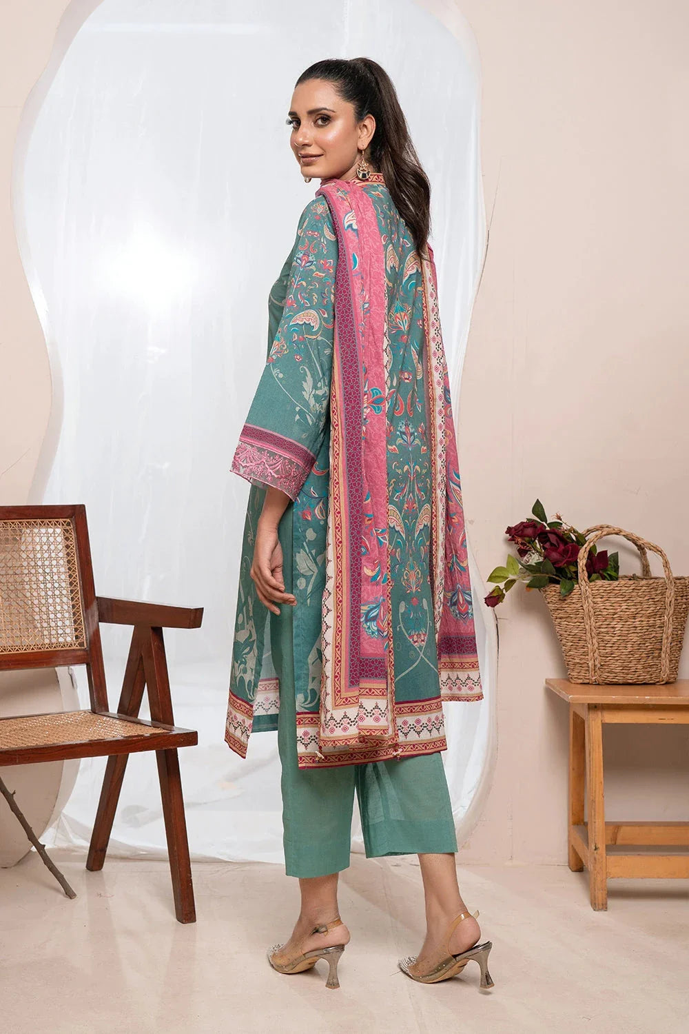 3PC Embroidered Unstitched Lawn Suit KL-3207 Embroidered KHAS STORES 