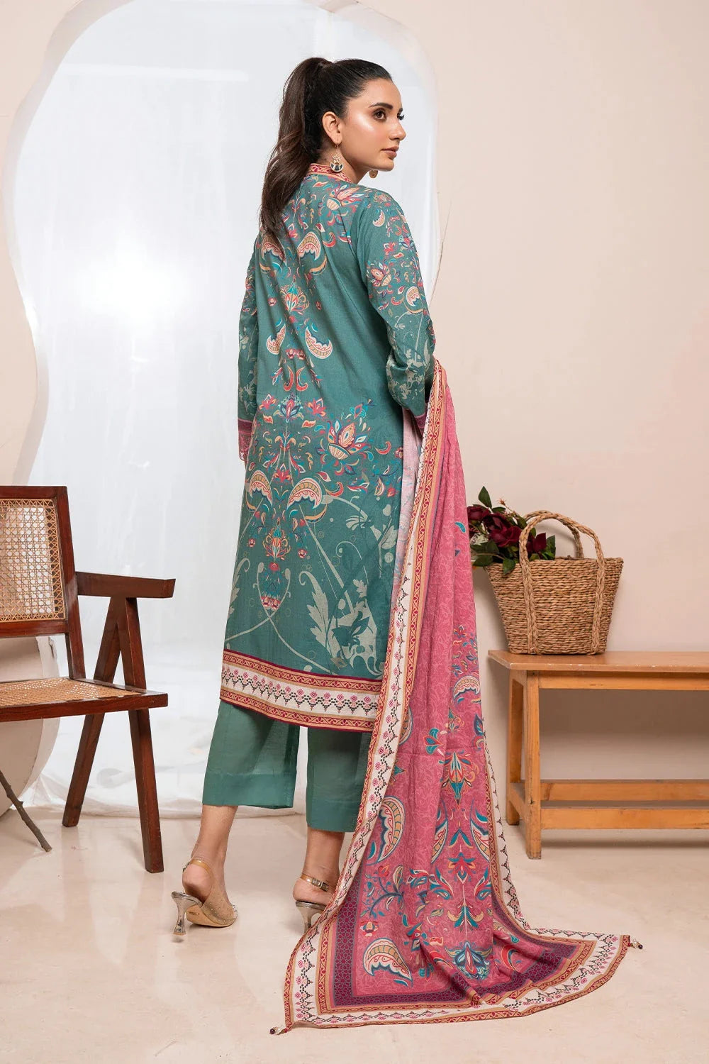 3PC Embroidered Unstitched Lawn Suit KL-3207 Embroidered KHAS STORES 