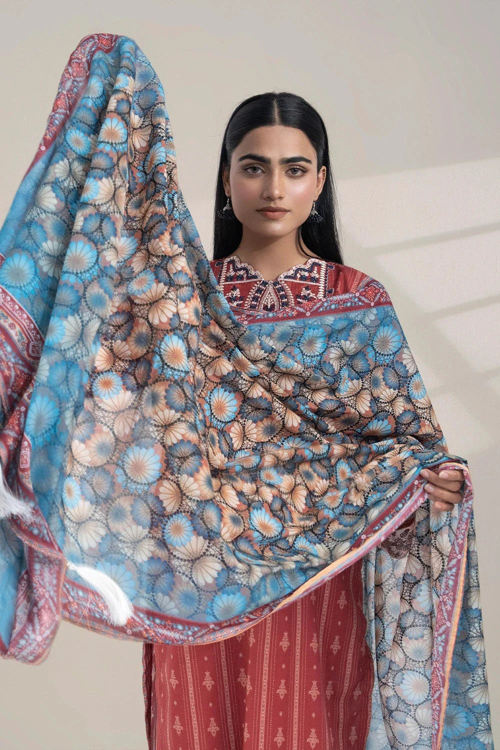 3PC Embroidered Unstitched Lawn Suit KL-3308 Embroidered KHAS STORES 