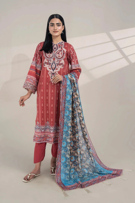 3PC Embroidered Unstitched Lawn Suit KL-3308 Embroidered KHAS STORES 