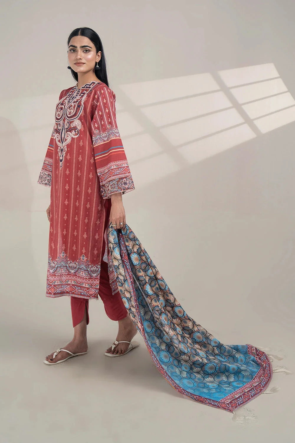 3PC Embroidered Unstitched Lawn Suit KL-3308 Embroidered KHAS STORES 
