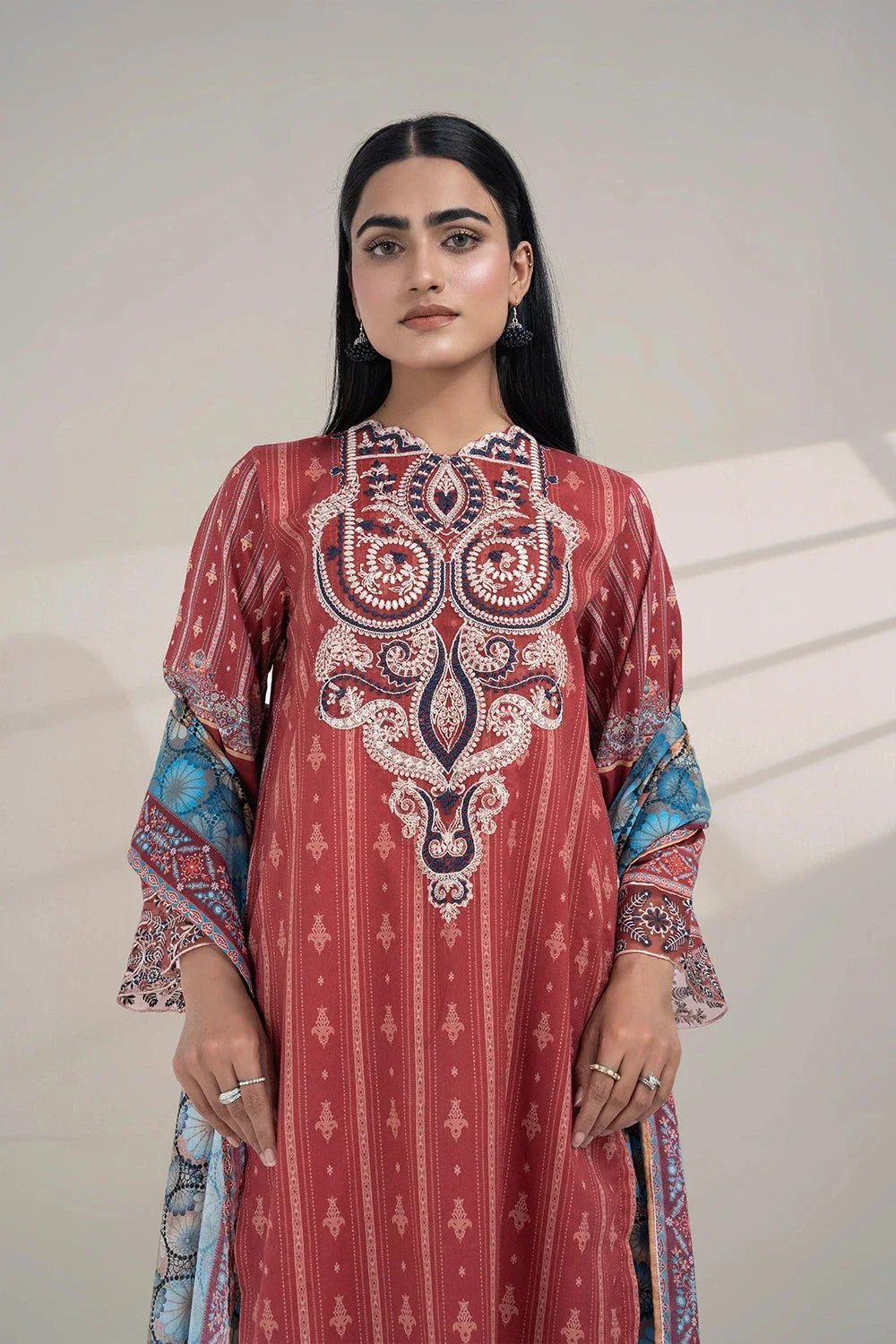 3PC Embroidered Unstitched Lawn Suit KL-3308 Embroidered KHAS STORES 