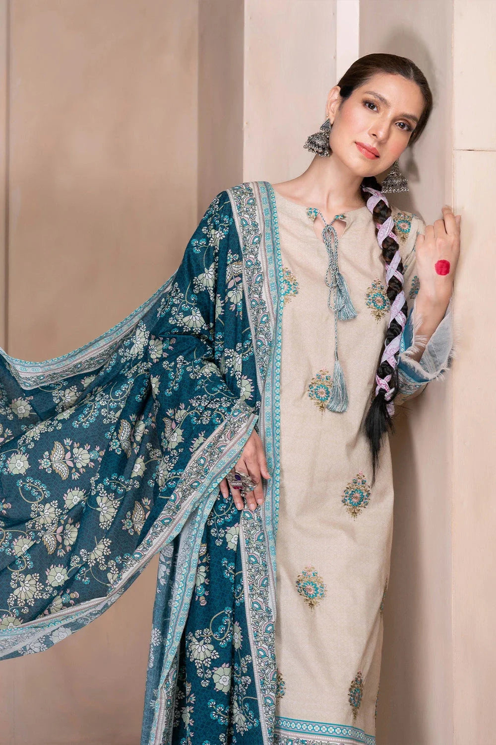 3PC Embroidered Unstitched Lawn Suit KL-3309 Embroidered KHAS STORES 