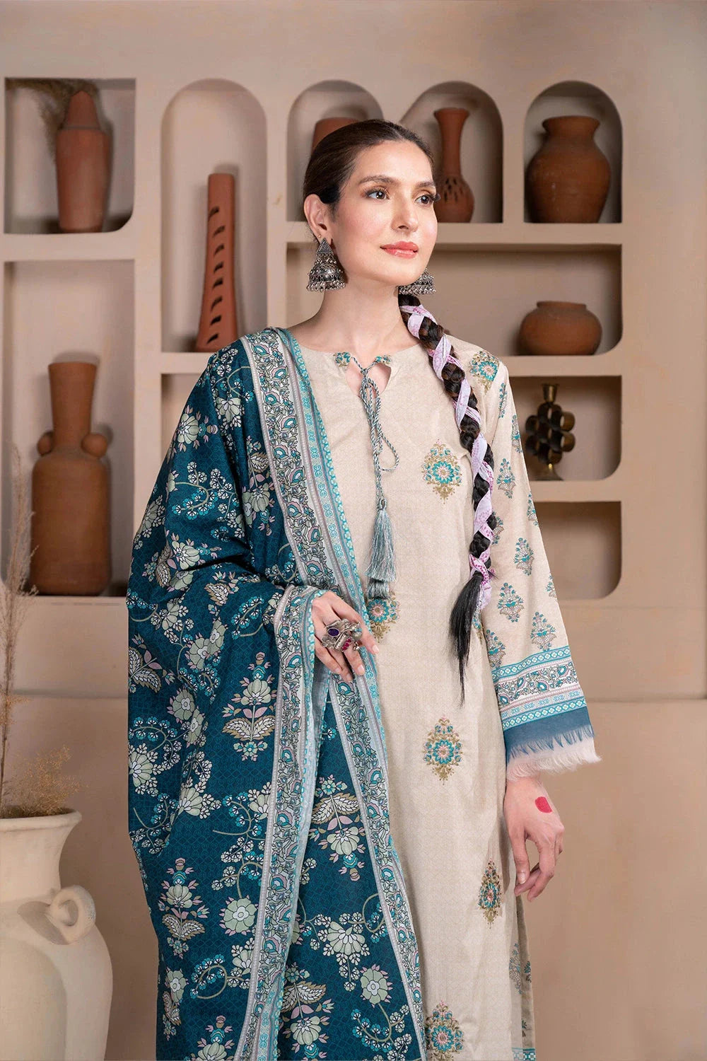 3PC Embroidered Unstitched Lawn Suit KL-3309 Embroidered KHAS STORES 