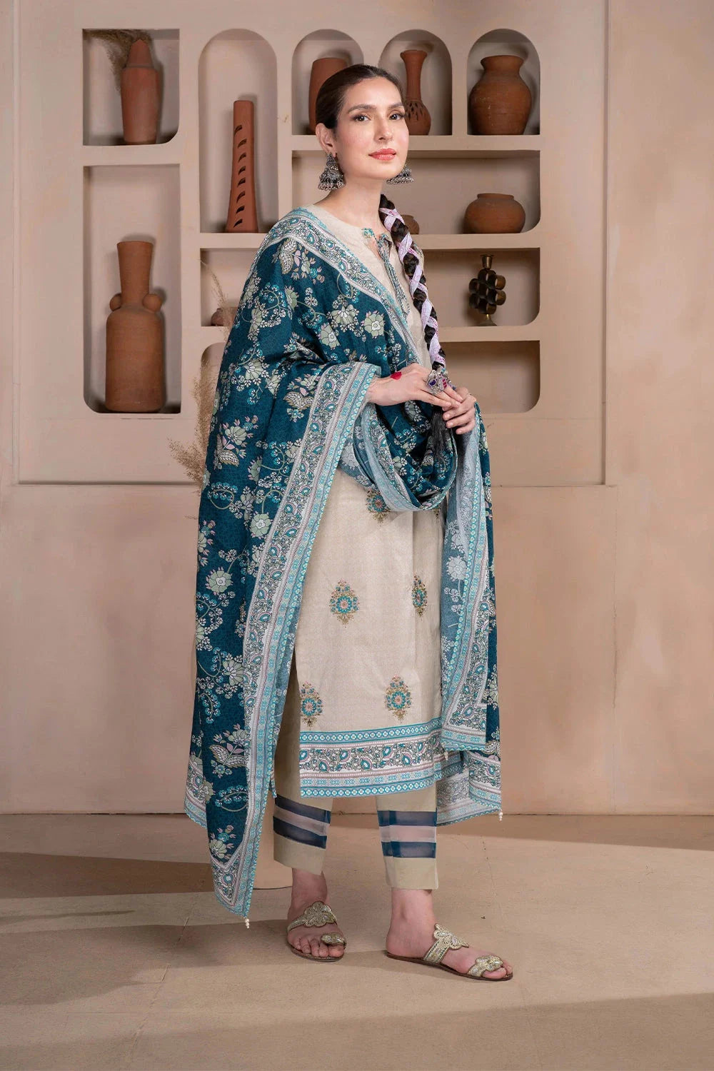 3PC Embroidered Unstitched Lawn Suit KL-3309 Embroidered KHAS STORES 