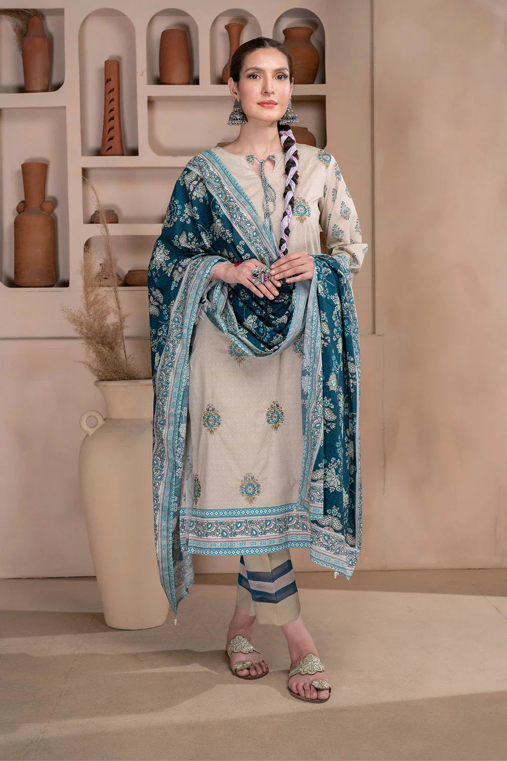 3PC Embroidered Unstitched Lawn Suit KL-3309 Embroidered KHAS STORES 