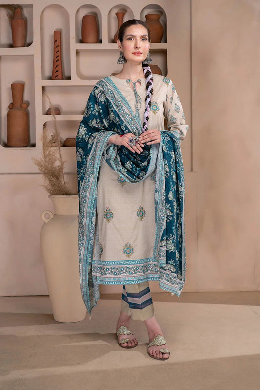 3PC Embroidered Unstitched Lawn Suit KL-3309 Embroidered KHAS STORES 