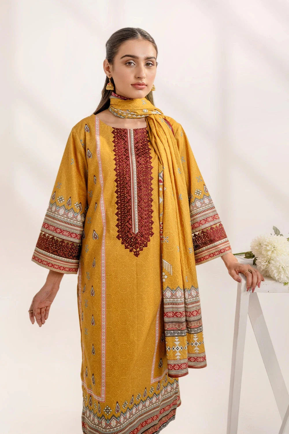 3PC Embroidered Unstitched Lawn Suit KL-3313 Embroidered KHAS STORES 